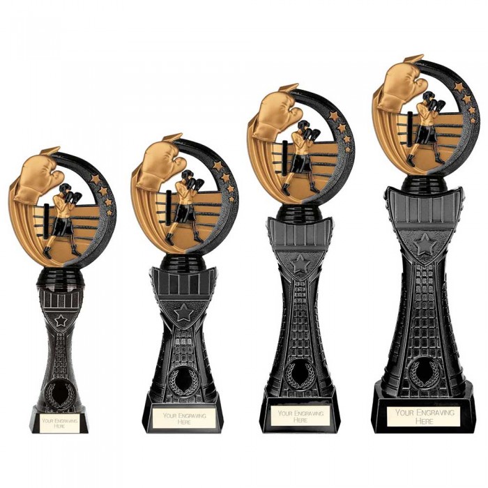 RENEGADE II BOXING TOWER RESIN TROPHY - 4 SIZES - 25CM - 33.5CM